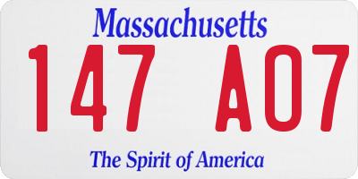 MA license plate 147AO7
