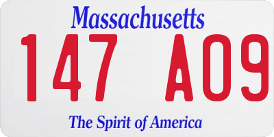 MA license plate 147AO9