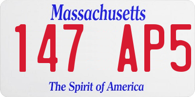 MA license plate 147AP5