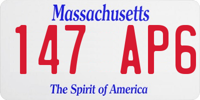 MA license plate 147AP6