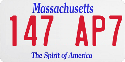 MA license plate 147AP7