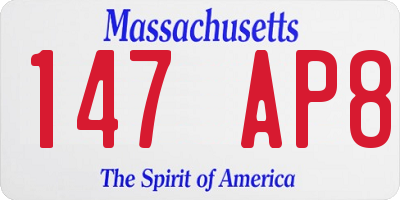 MA license plate 147AP8