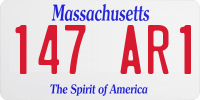MA license plate 147AR1