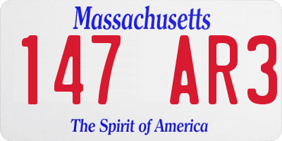 MA license plate 147AR3
