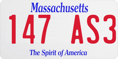 MA license plate 147AS3