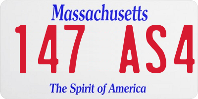 MA license plate 147AS4