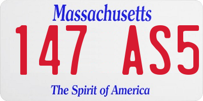 MA license plate 147AS5