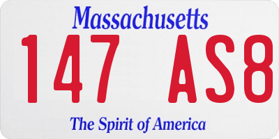 MA license plate 147AS8