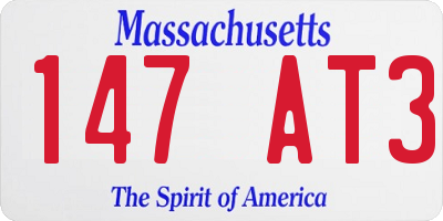MA license plate 147AT3