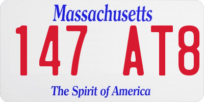 MA license plate 147AT8