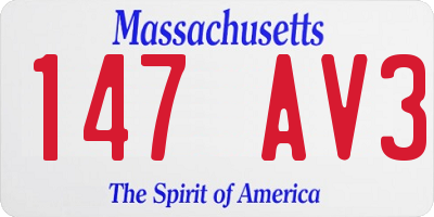 MA license plate 147AV3