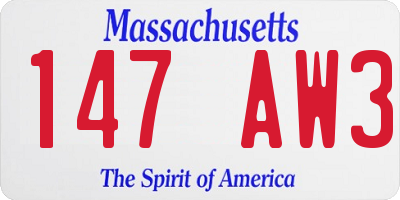 MA license plate 147AW3