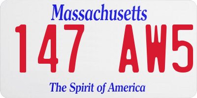 MA license plate 147AW5