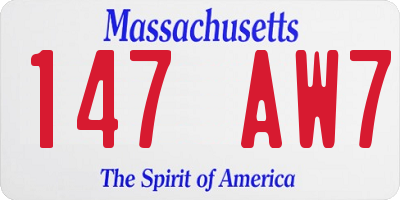 MA license plate 147AW7