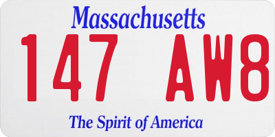 MA license plate 147AW8