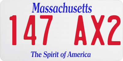 MA license plate 147AX2