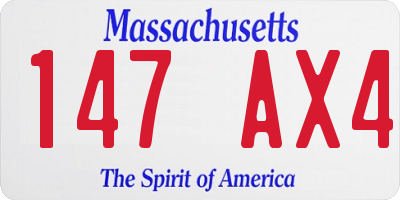 MA license plate 147AX4