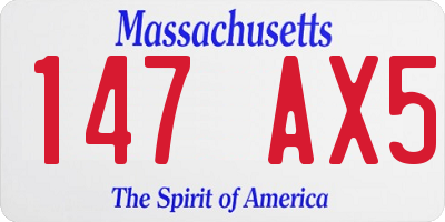 MA license plate 147AX5