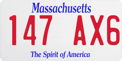 MA license plate 147AX6