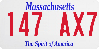 MA license plate 147AX7
