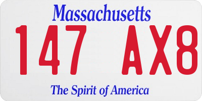 MA license plate 147AX8