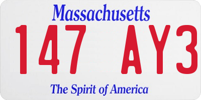 MA license plate 147AY3