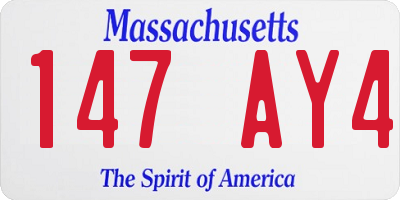 MA license plate 147AY4