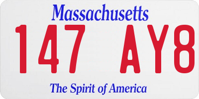 MA license plate 147AY8