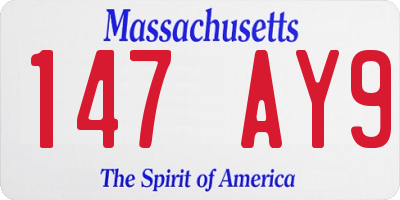 MA license plate 147AY9