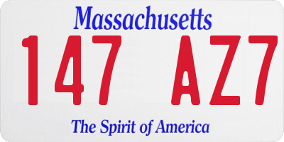 MA license plate 147AZ7