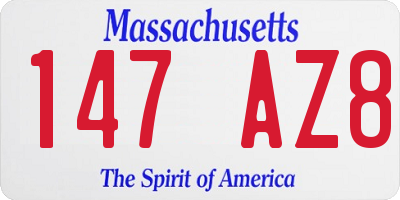MA license plate 147AZ8