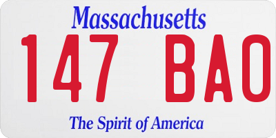 MA license plate 147BA0