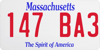 MA license plate 147BA3