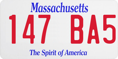 MA license plate 147BA5