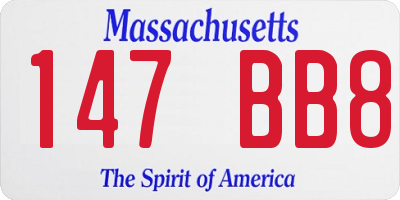 MA license plate 147BB8