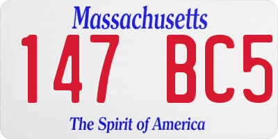 MA license plate 147BC5