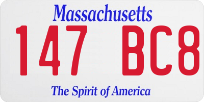 MA license plate 147BC8