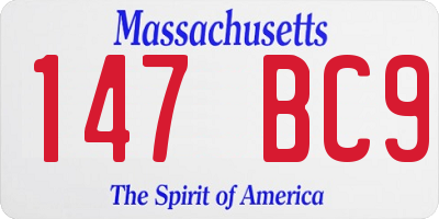 MA license plate 147BC9