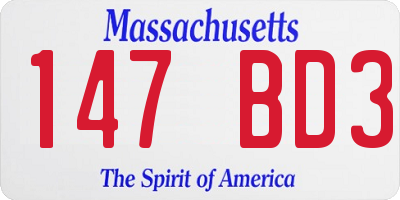 MA license plate 147BD3