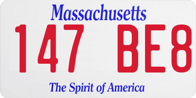 MA license plate 147BE8