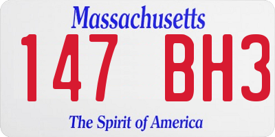 MA license plate 147BH3