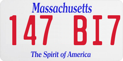 MA license plate 147BI7
