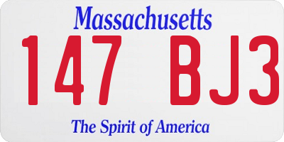 MA license plate 147BJ3