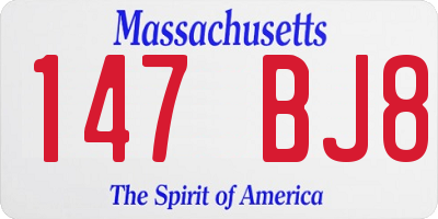 MA license plate 147BJ8
