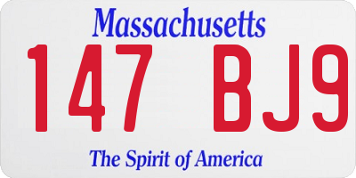 MA license plate 147BJ9