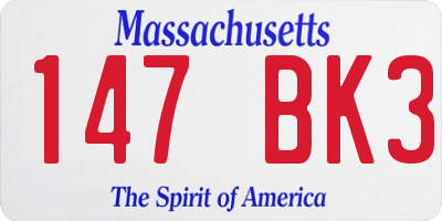 MA license plate 147BK3
