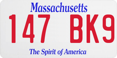 MA license plate 147BK9