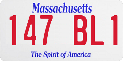 MA license plate 147BL1
