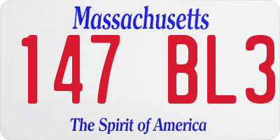 MA license plate 147BL3