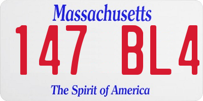 MA license plate 147BL4